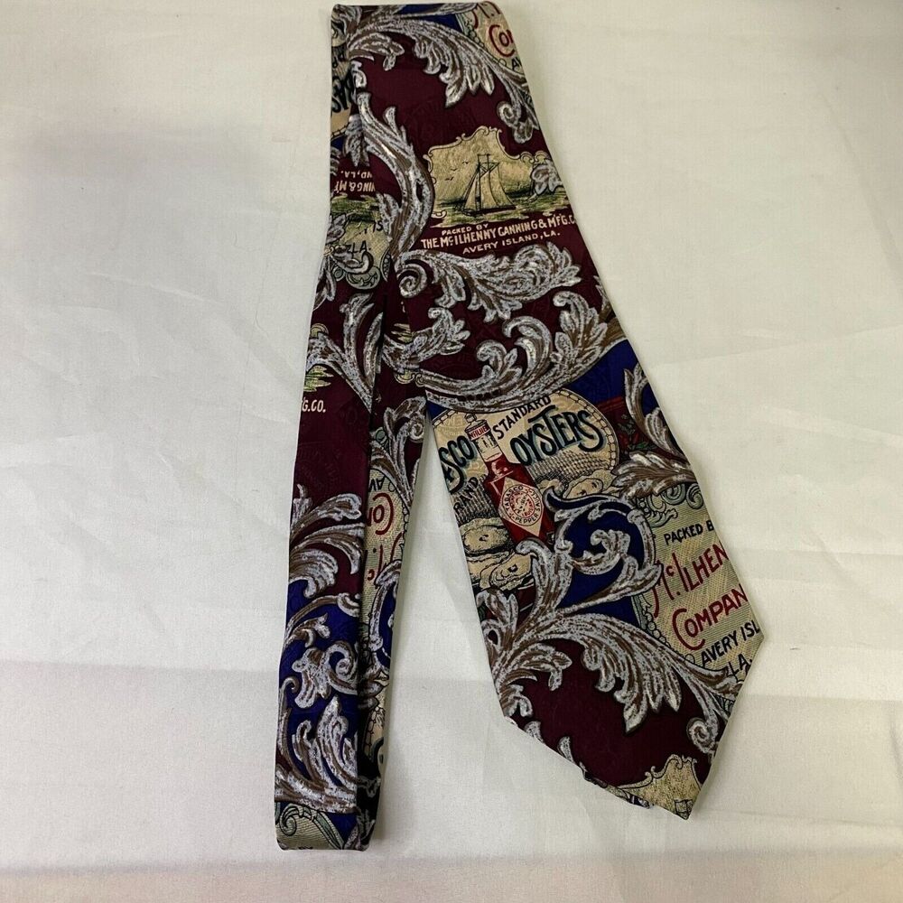 #6665 Tabasco Maroon Oysters Mens Vintage Necktie, Tie
